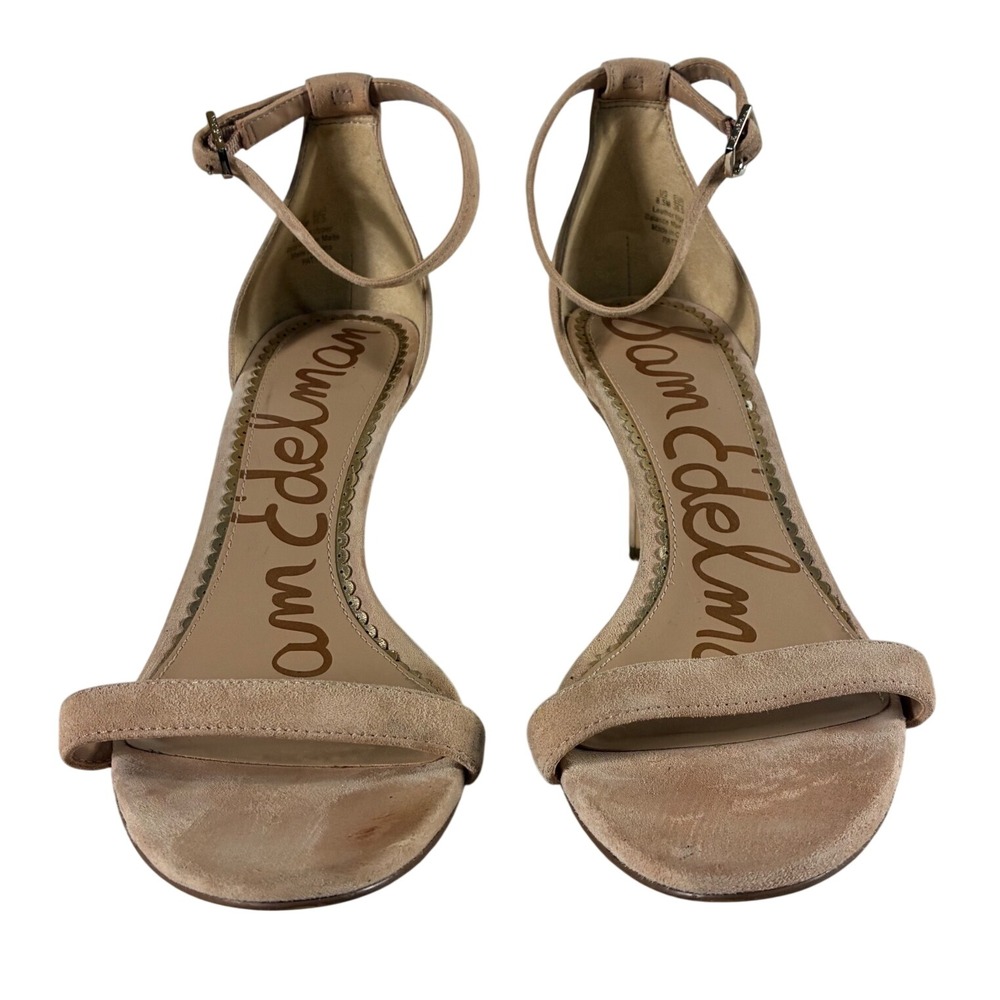 Sam Edelman Patti Strappy Sandal Oatmeal Suede Heels Womens 8.5 M Stiletto